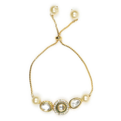 Ruby Raang Studio Gold-Plated White Brass Kundan Charm Bracelet