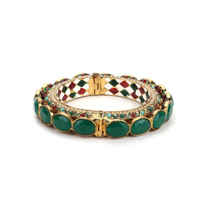 Ruby Raang Studio Gold Plated Kundan Meenakari Bangle