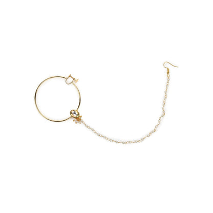 Ruby Raang Studio Gold-Toned & White Kundan Nath