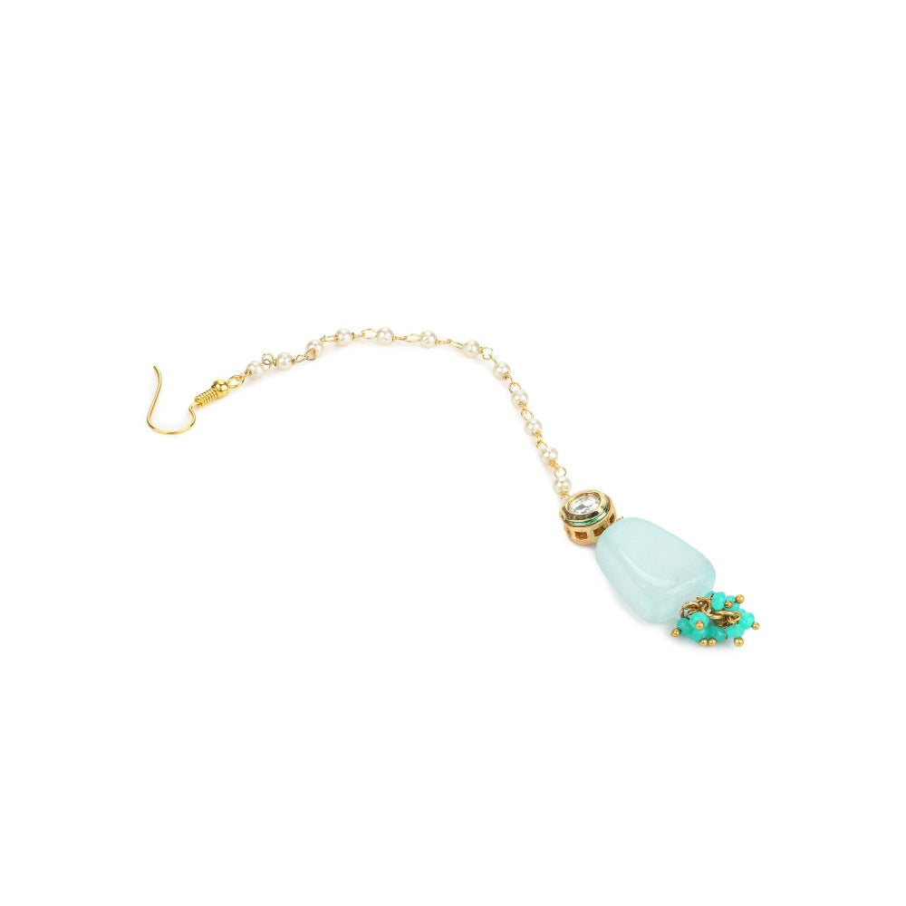 Ruby Raang Studio Turquoise Blue Kundan Maang Tikka