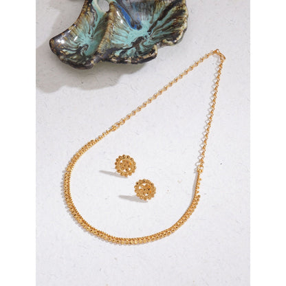 Ruby Raang Studio Golden Sleek Neckpiece with Matching Studs