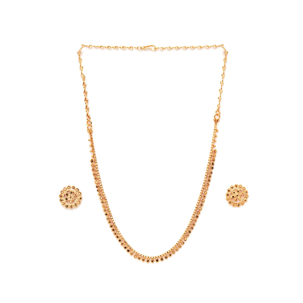 Ruby Raang Studio Golden Sleek Neckpiece with Matching Studs