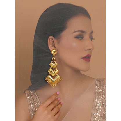 Ruby Raang Studio Golden Lightweight Dangler Earrings