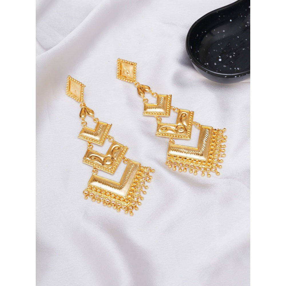 Ruby Raang Studio Golden Lightweight Dangler Earrings