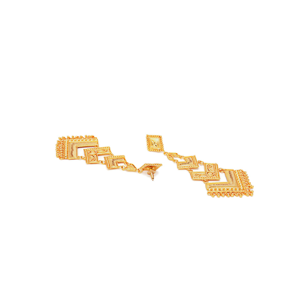 Ruby Raang Studio Golden Lightweight Dangler Earrings