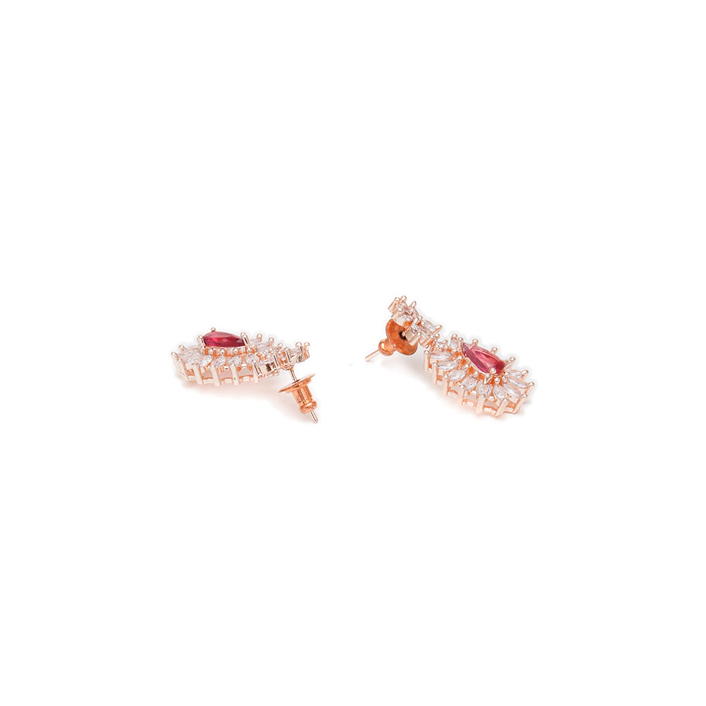 Ruby Raang Studio Maroon Stone & Diamond Earrings