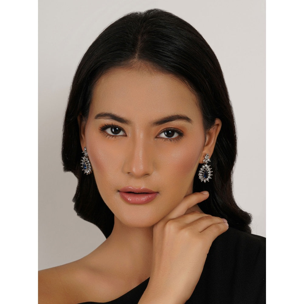 Ruby Raang Studio Midnight Blue Stone & Diamond Earrings