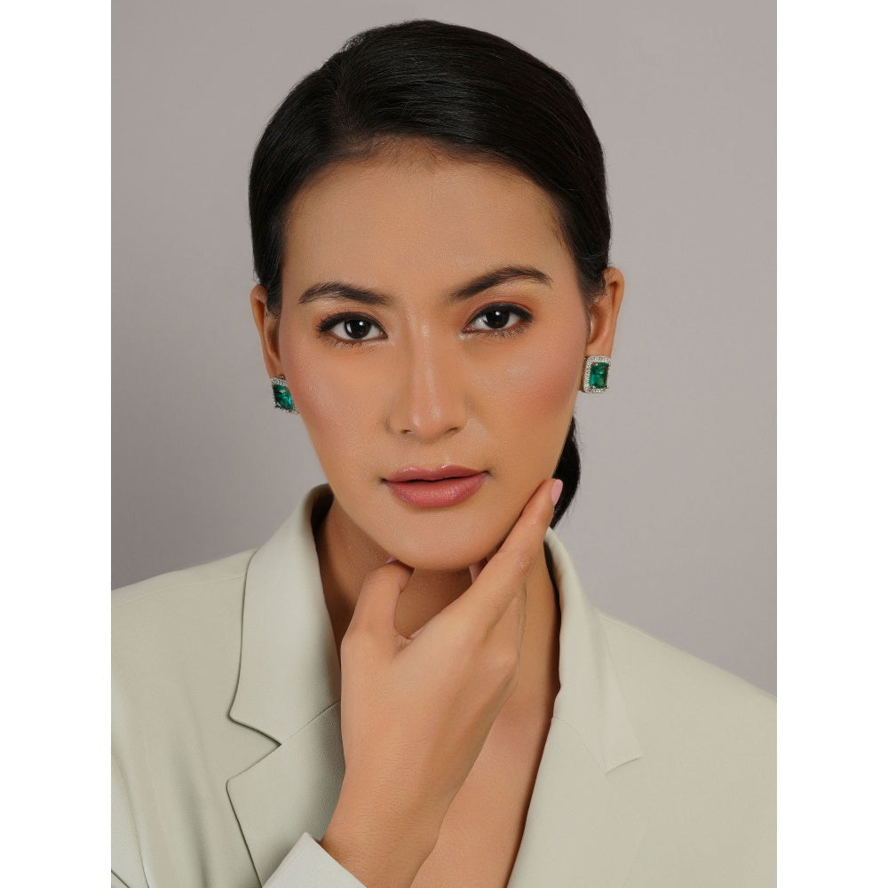 Ruby Raang Studio Ocean Green Stone Studs