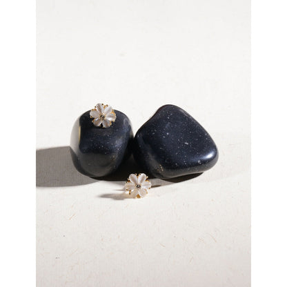 Ruby Raang Studio Grey Stone Flower Studs
