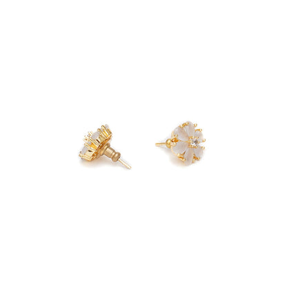 Ruby Raang Studio Grey Stone Flower Studs