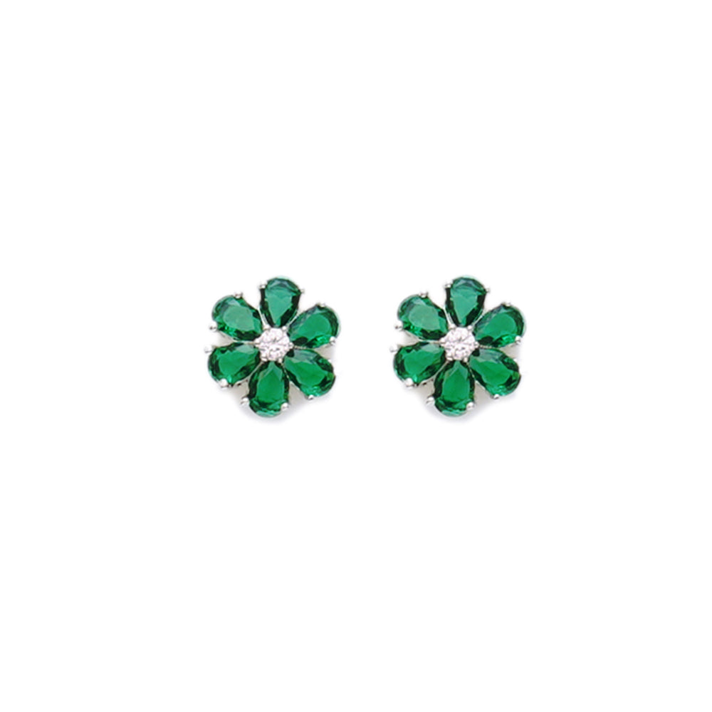 Ruby Raang Studio Forest Green Stone Flower Studs