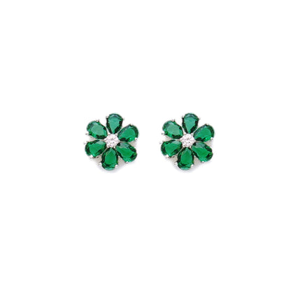 Ruby Raang Studio Forest Green Stone Flower Studs