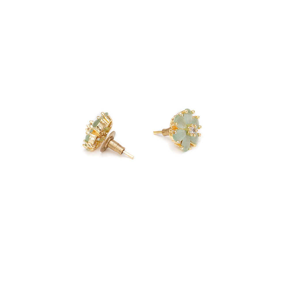 Ruby Raang Studio Light Green Stone Flower Studs