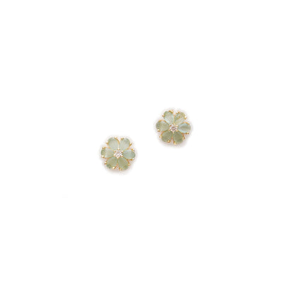 Ruby Raang Studio Light Green Stone Flower Studs