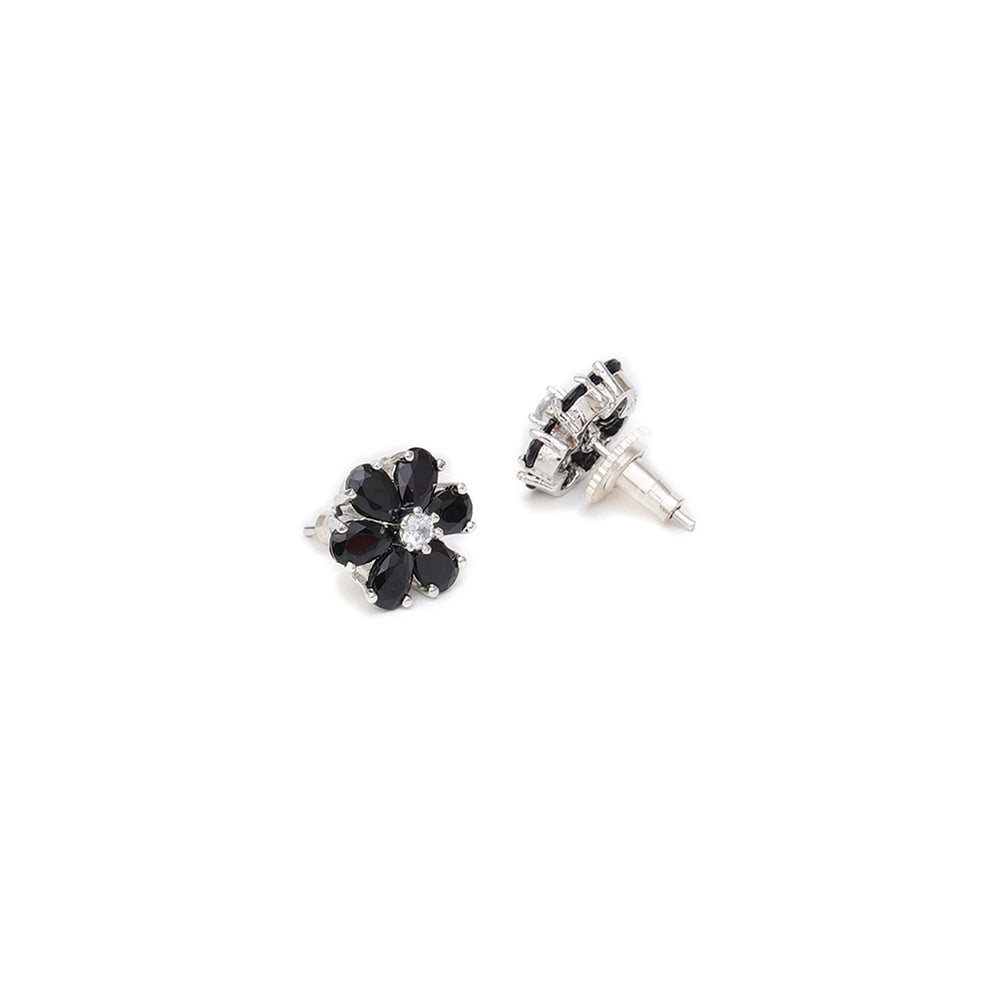 Ruby Raang Studio Black Stone Flower Studs