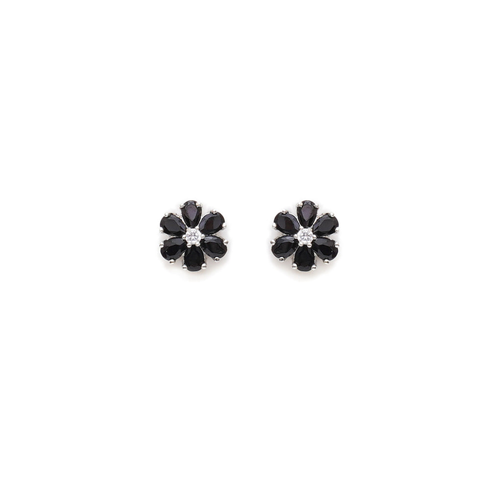 Ruby Raang Studio Black Stone Flower Studs