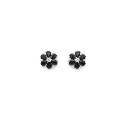 Ruby Raang Studio Black Stone Flower Studs