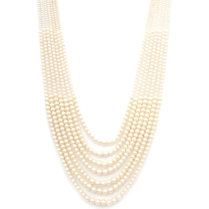 Ruby Raang Studio Pearl White Beaded Layered Necklace for Men