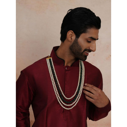 Ruby Raang Studio Green and Pearl Layered Necklace