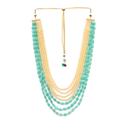 Ruby Raang Studio Turquoise, Gold and Pearl Layered Necklace