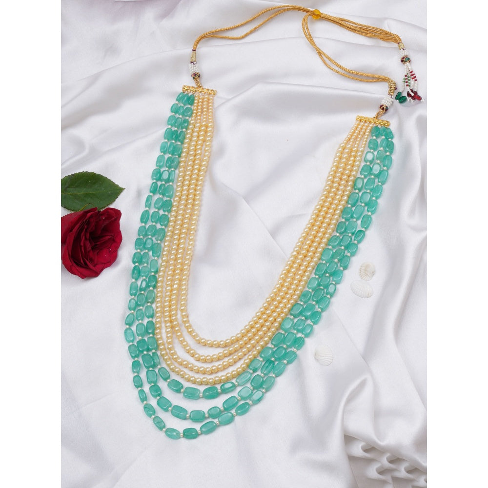 Ruby Raang Studio Turquoise, Gold and Pearl Layered Necklace