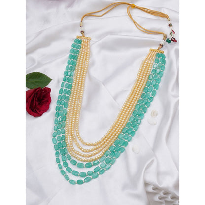 Ruby Raang Studio Turquoise, Gold and Pearl Layered Necklace