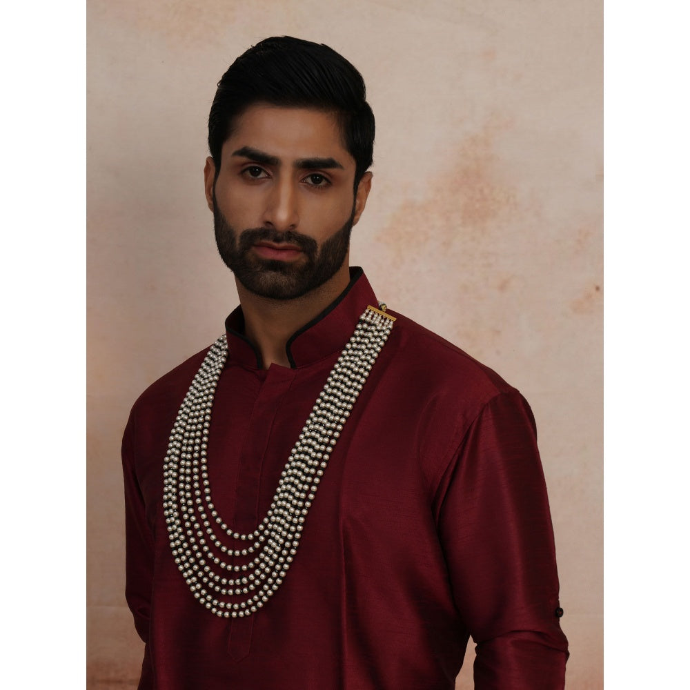 Ruby Raang Studio Green and Cream Pearl Layered Necklace