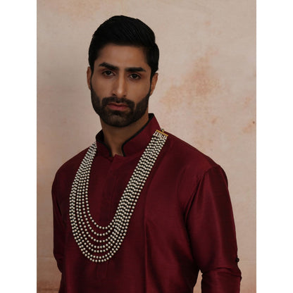 Ruby Raang Studio Green and Cream Pearl Layered Necklace