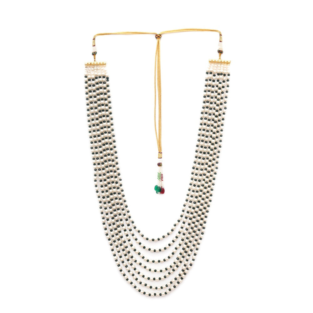 Ruby Raang Studio Green and Cream Pearl Layered Necklace