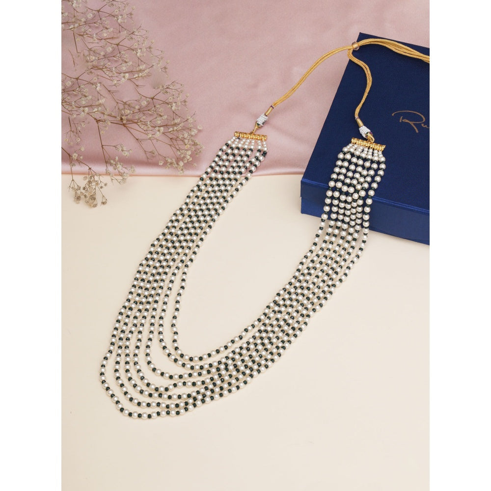 Ruby Raang Studio Green and Cream Pearl Layered Necklace