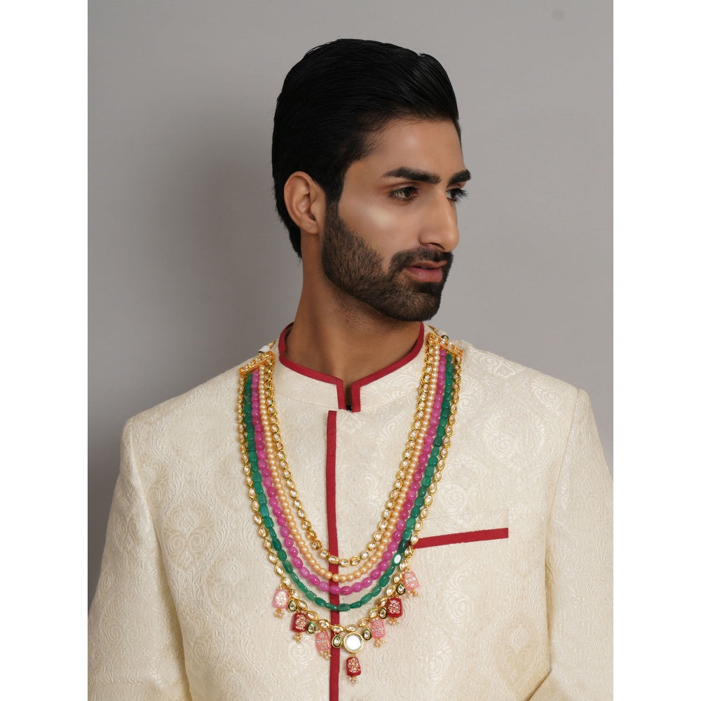 Ruby Raang Studio Long Kundan Necklace With Multi Stones