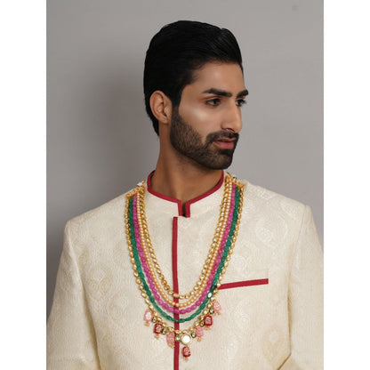 Ruby Raang Studio Long Kundan Necklace With Multi Stones