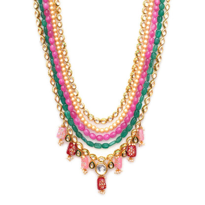 Ruby Raang Studio Long Kundan Necklace With Multi Stones