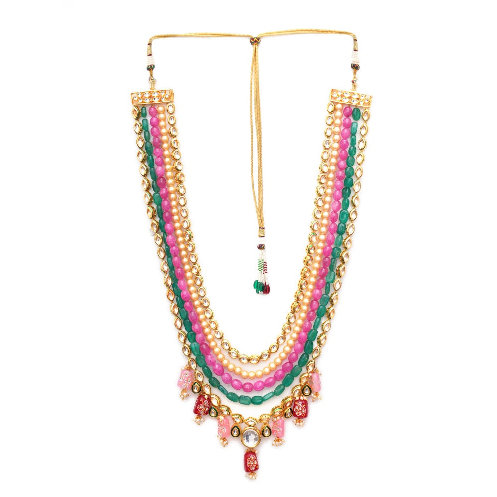 Ruby Raang Studio Long Kundan Necklace With Multi Stones