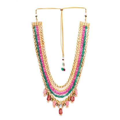 Ruby Raang Studio Long Kundan Necklace With Multi Stones