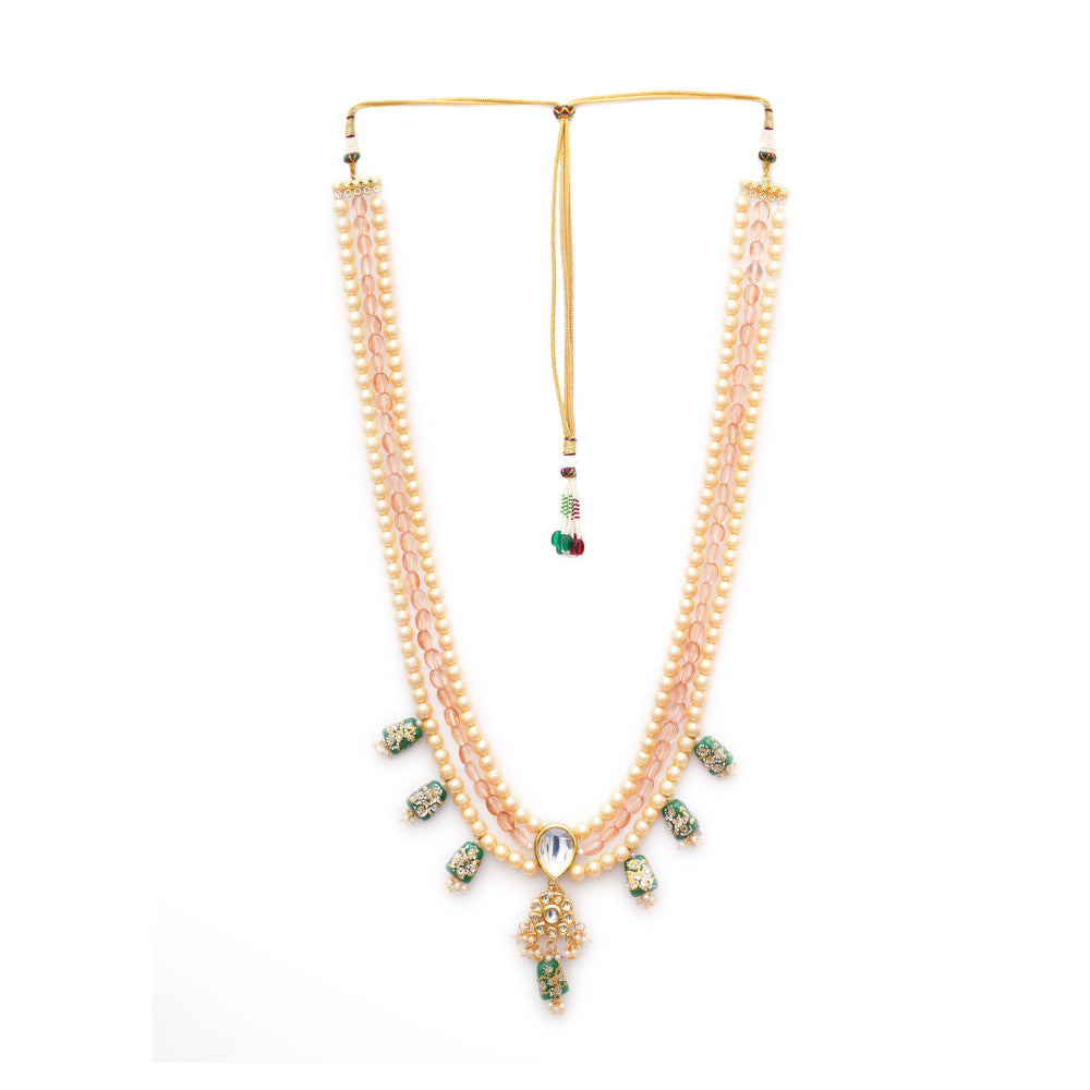 Ruby Raang Studio Long Kundan Necklace With Multi Stones