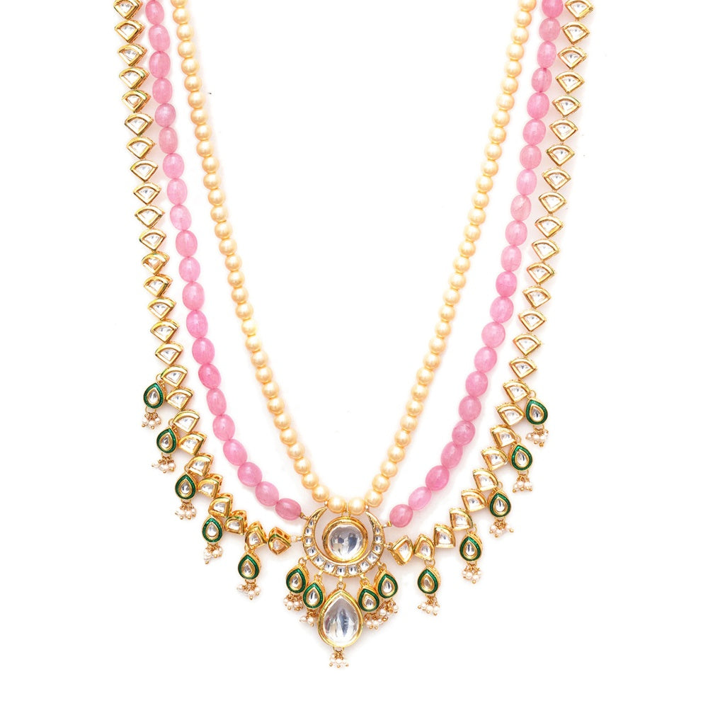 Ruby Raang Studio Long Kundan Necklace With Multi Stones