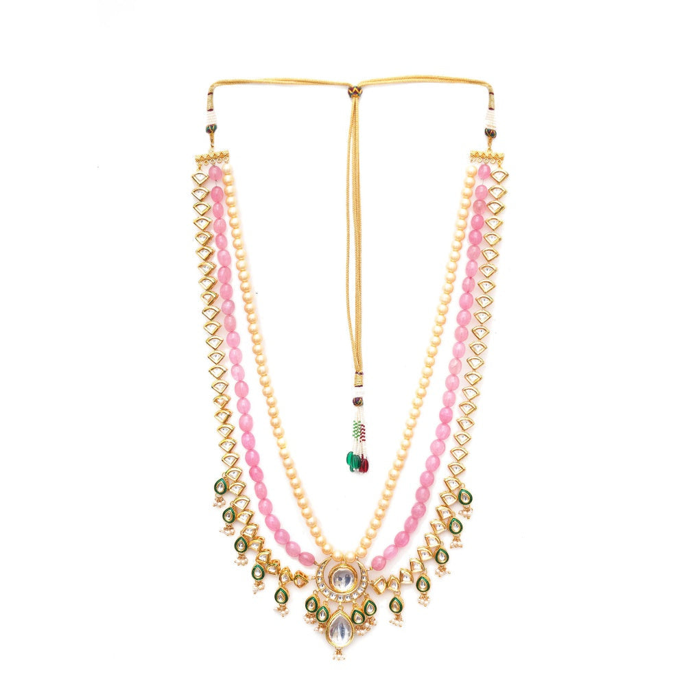 Ruby Raang Studio Long Kundan Necklace With Multi Stones