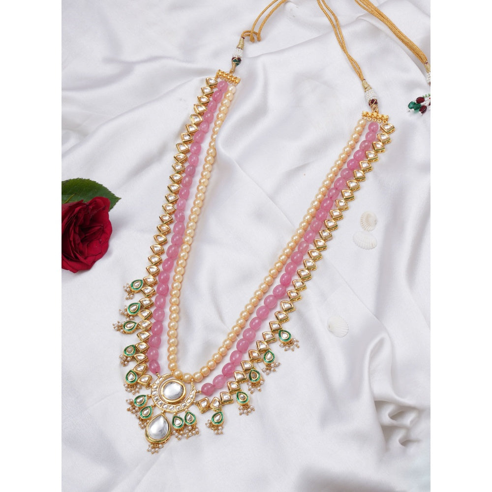 Ruby Raang Studio Long Kundan Necklace With Multi Stones