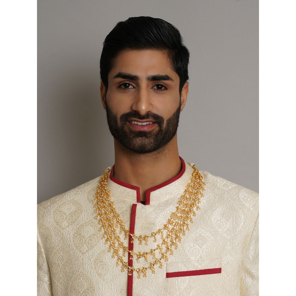 Ruby Raang Studio Layered Pearl and Kundan Necklace