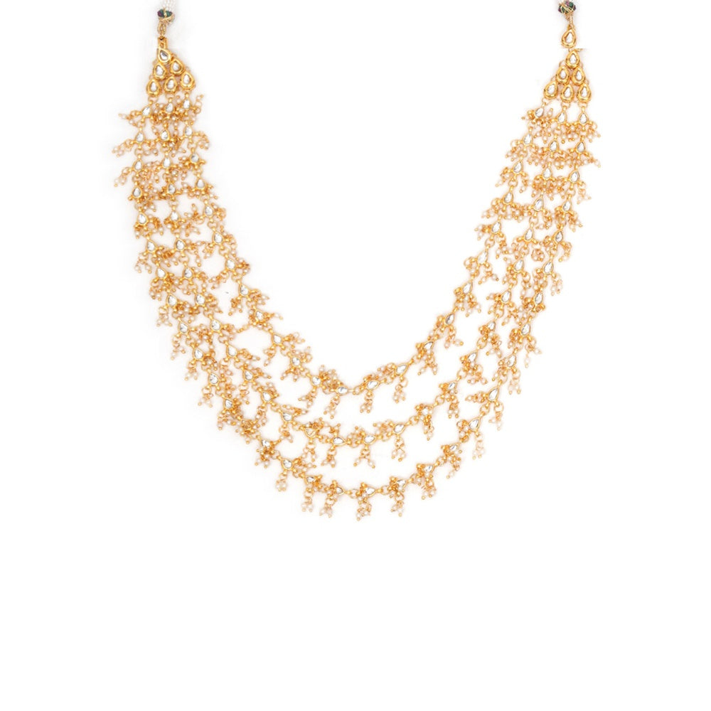 Ruby Raang Studio Layered Pearl and Kundan Necklace