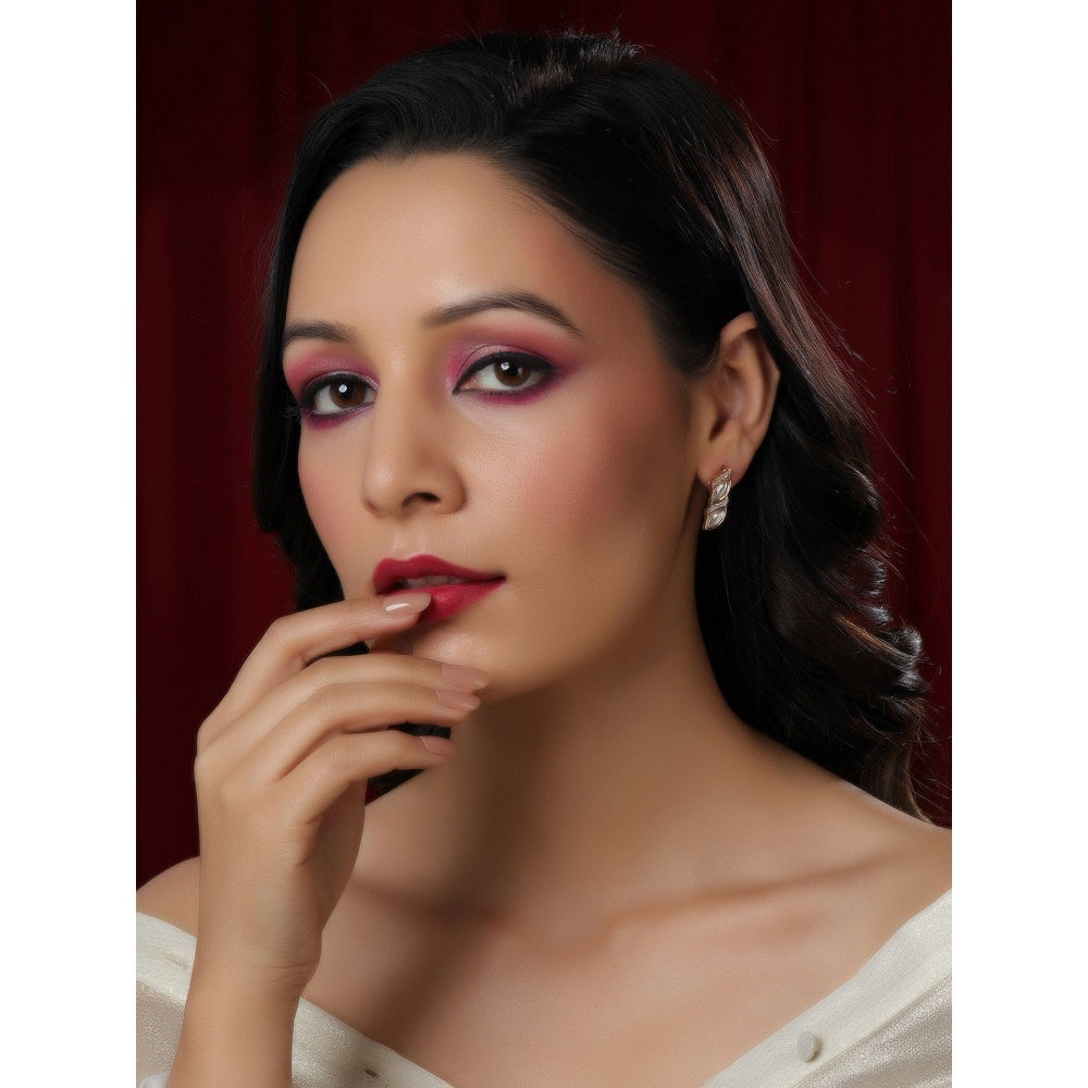 Ruby Raang Studio Boat Shaped Earrings With Diamond In Gold