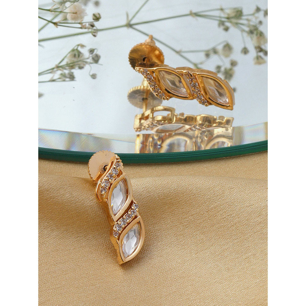Ruby Raang Studio Boat Shaped Earrings With Diamond In Gold