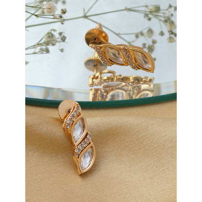 Ruby Raang Studio Boat Shaped Earrings With Diamond In Gold