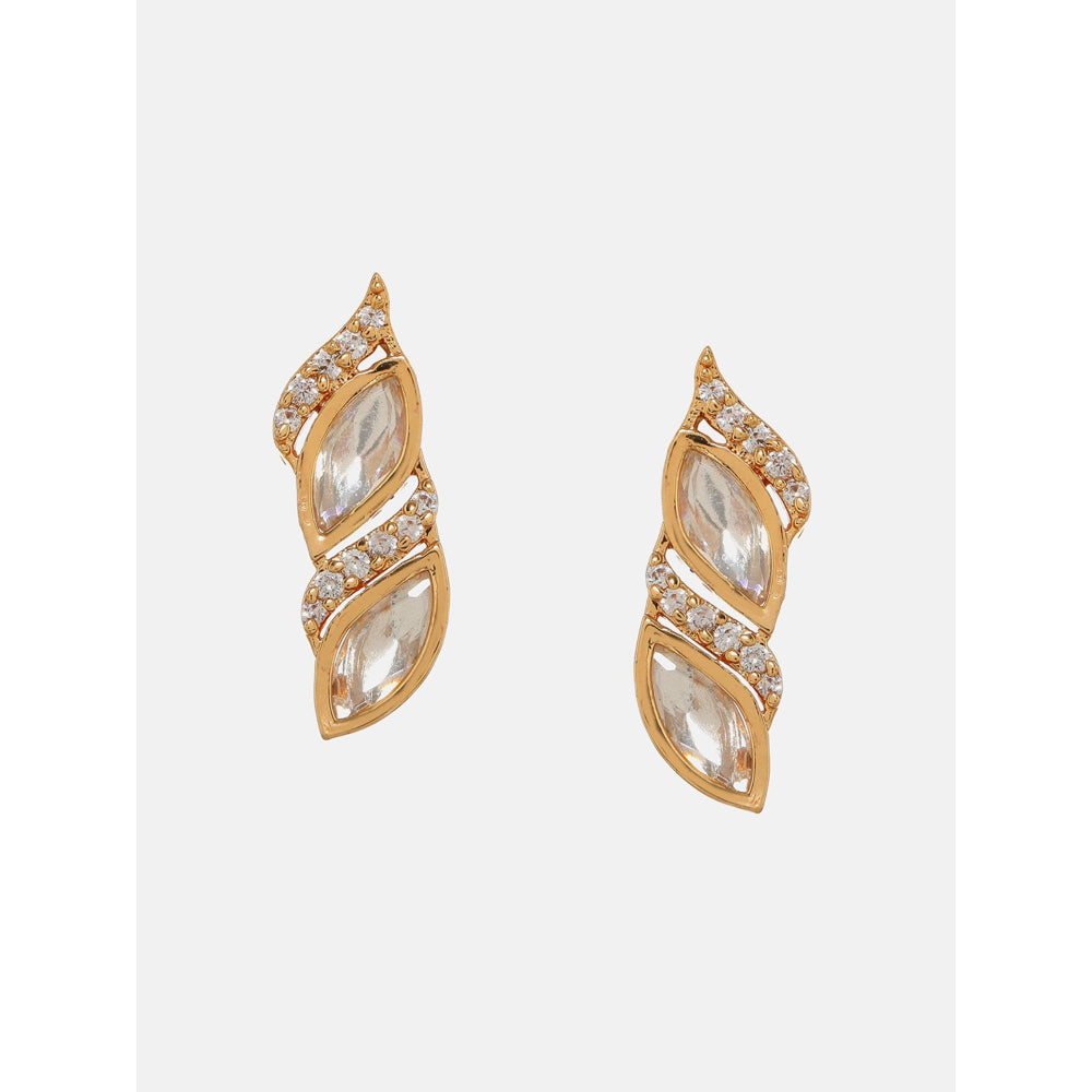 Ruby Raang Studio Boat Shaped Earrings With Diamond In Gold