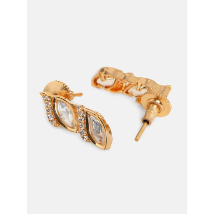 Ruby Raang Studio Boat Shaped Earrings With Diamond In Gold