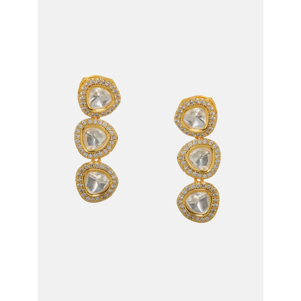 Ruby Raang Studio Uncut 3 Tier Kundan Dangler Earrings