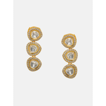 Ruby Raang Studio Uncut 3 Tier Kundan Dangler Earrings