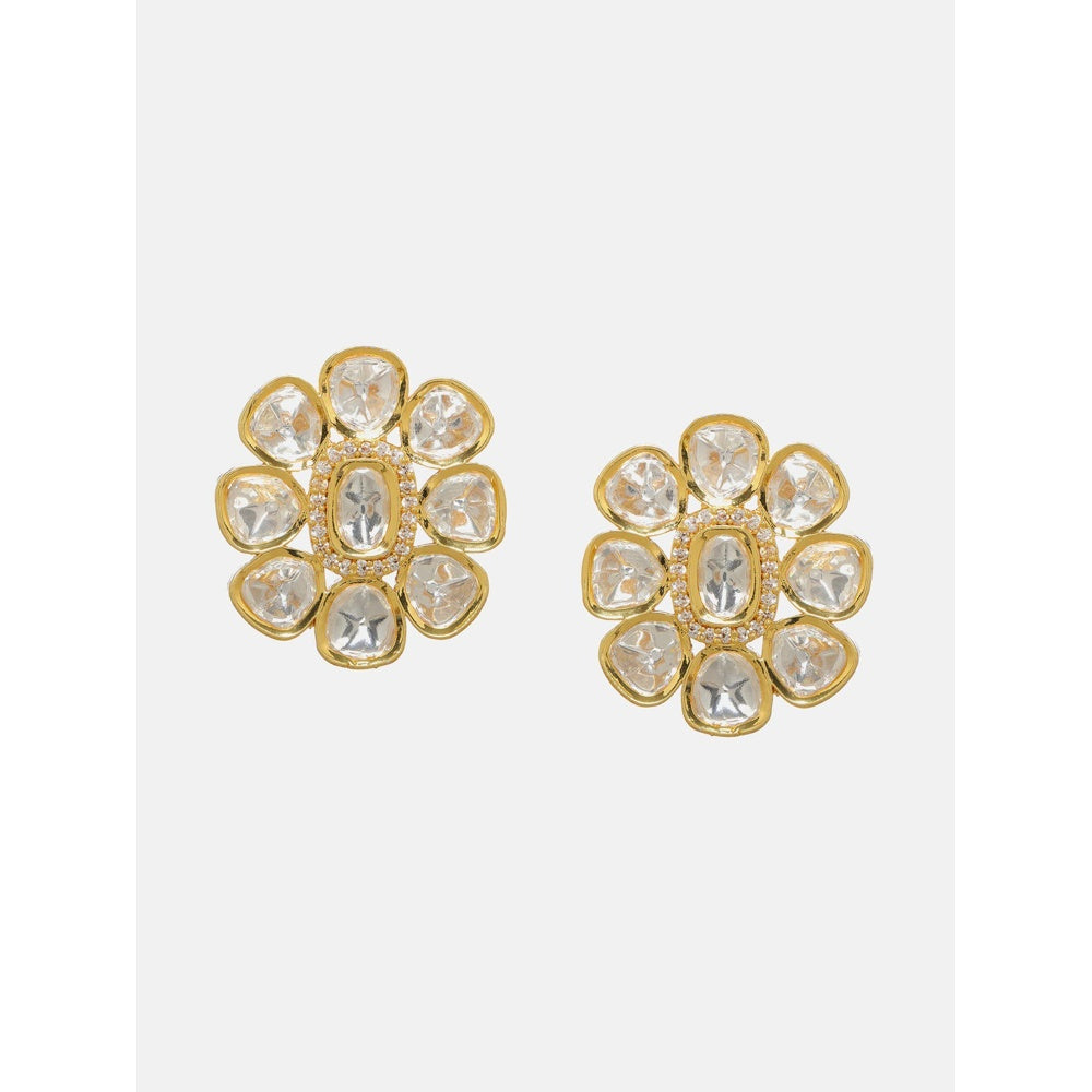 Ruby Raang Studio Oversized Round Kundan Studs