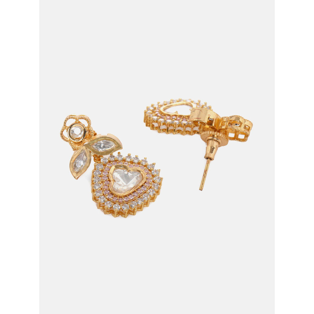 Ruby Raang Studio Kundan And Diamond With Pink Stones Dangler Earrings